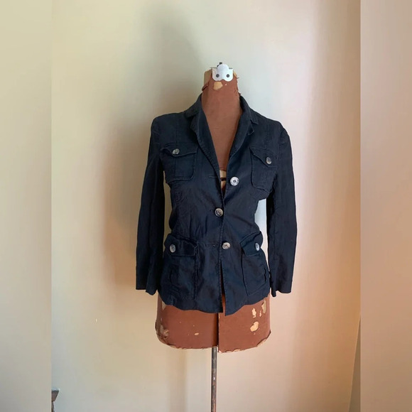 Theory linen blend  jacket in black - Picture 1 of 10